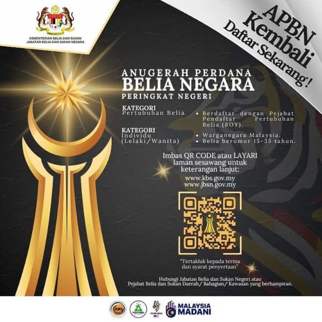 PELANJUTAN TARIKH TUTUP PENCALONAN ANUGERAH PERDANA BELIA NEGARA PERINGKAT WP LABUAN TAHUN 2025