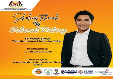 SEKALUNG TAHNIAH DAN SELAMAT DATANG TIMBALAN MENTERI BELIA DAN SUKAN MALAYSIA