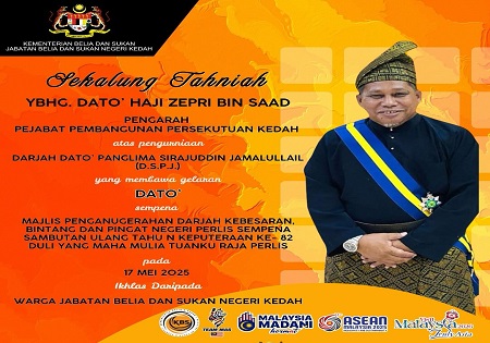 TAHNIAH PENGARAH PEJABAT PEMBANGUNAN PERSEKUTUAN NEGERI KEDAH