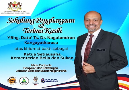 SEKALUNG PENGHARGAAN DAN TERIMA KASIH KETUA SETIAUSAHA KEMENTERIAN BELIA DAN SUKAN