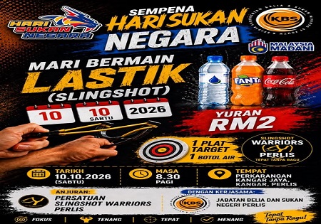 MARI BERMAIN LASTIK (SLINGSHOT) SEMPENA HARI SUKAN NEGARA PERINGKAT NEGERI PERLIS 2026