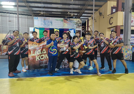 Pasukan Champion Volleyball Club (CVC) Juara Bola Tampar Lelaki Liga Sukan Komuniti Bahagian Mukah 2026 