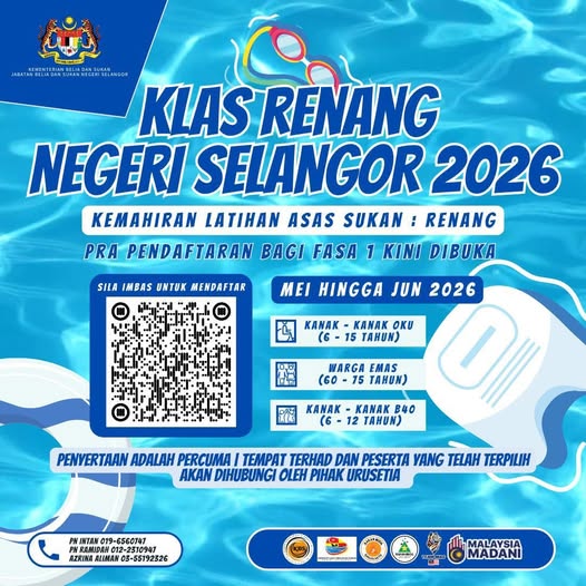KELAS RENANG NEGERI SELANGOR 2026
