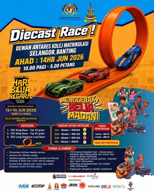 DIECAST RACE SEMPENA HARI BELIA NEGARA 2026 PERINGKAT NEGERI SELANGOR 🚗💨