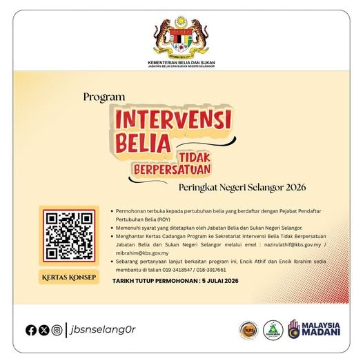 PROGRAM INTERVENSI BELIA TIDAK BERPERSATUAN PERINGKAT NEGERI SELANGOR 2026