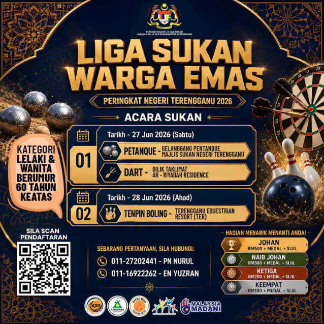 PENYERTAAN LIGA SUKAN WARGA EMAS PERINGKAT NEGERI TERENGGANU  2026