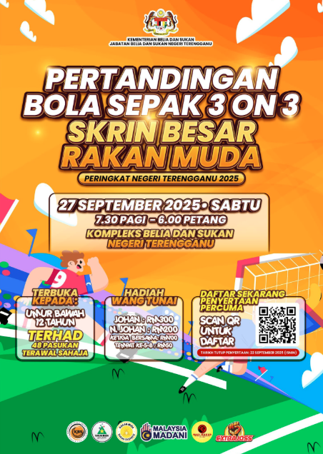 HEBAHAN PERTANDINGAN BOLA SEPAK 3 ON 3 BAWAH 12 TAHUN SEMPENA PROGRAM SKRIN BESAR RAKAN MUDA PERINGKAT NEGERI TERENGGANU