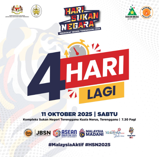 4 HARI LAGI SEBELUM HARI SUKAN NEGARA PERINGKAT NEGERI TERENGGANU 2025 BERLANGSUNG!