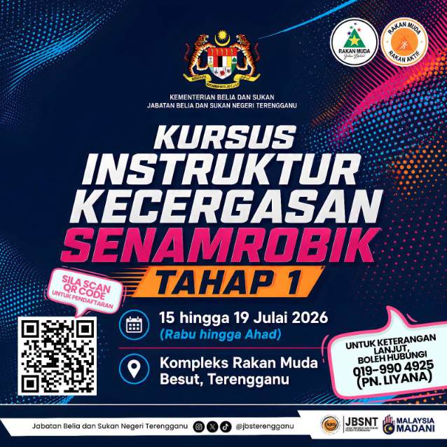 HEBAHAN: KURSUS INSTRUKTUR KECERGASAN SENAMROBIK TAHAP 1 PERINGKAT KEBANGSAAN 2026
