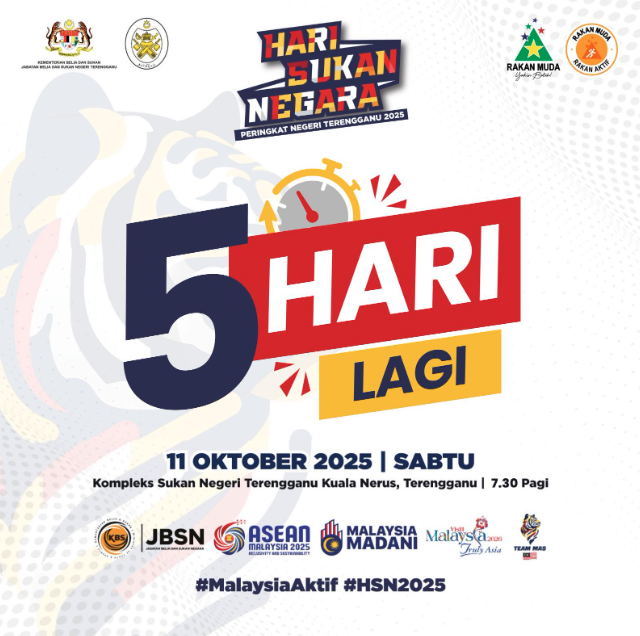 5 HARI LAGI SEBELUM HARI SUKAN NEGARA PERINGKAT NEGERI TERENGGANU 2025 BERLANGSUNG!