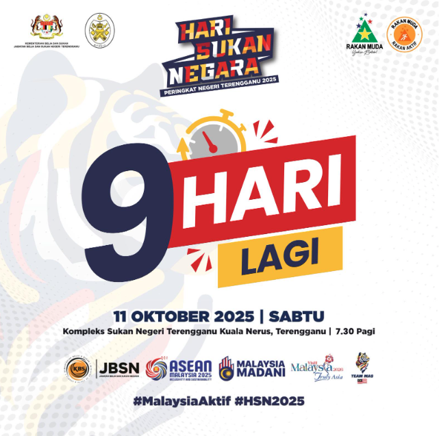 9 HARI LAGI SEBELUM HARI SUKAN NEGARA PERINGKAT NEGERI TERENGGANU 2025 BERLANGSUNG!