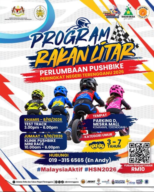PROGRAM RAKAN LITAR: PERLUMBAAN PUSHBIKE SEMPENA HARI SUKAN NEGARA PERINGKAT NEGERI TERENGGANU 2026   