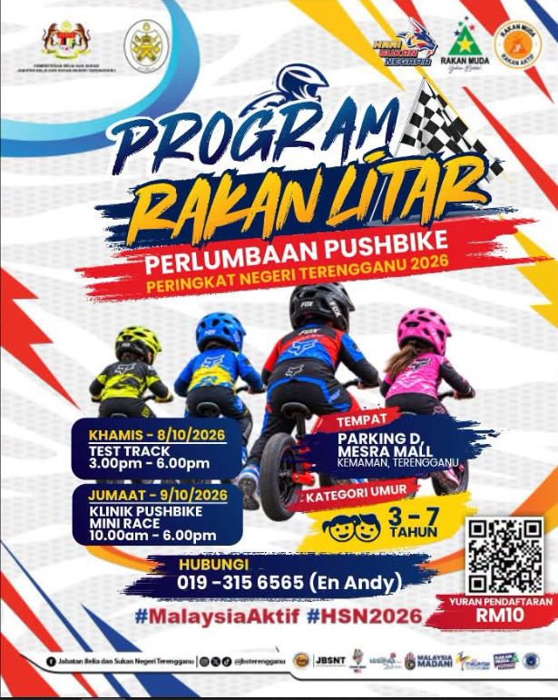PROGRAM RAKAN LITAR: PERLUMBAAN PUSHBIKE SEMPENA HARI SUKAN NEGARA PERINGKAT NEGERI TERENGGANU 2026   