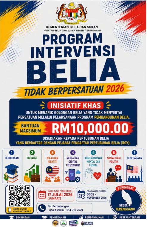 PROGRAM INTERVENSI BELIA TIDAK BERPERSATUAN PERINGKAT NEGERI TERENGGANU 2026