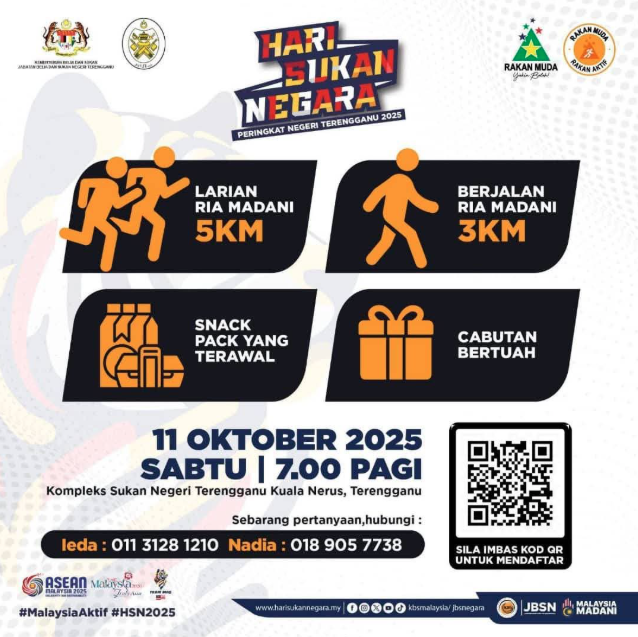 HEBAHAN LARIAN RIA MADANI DAN BERJALAN RIA MADANI HARI SUKAN NEGARA PERINGKAT NEGERI TERENGGANU 2025 