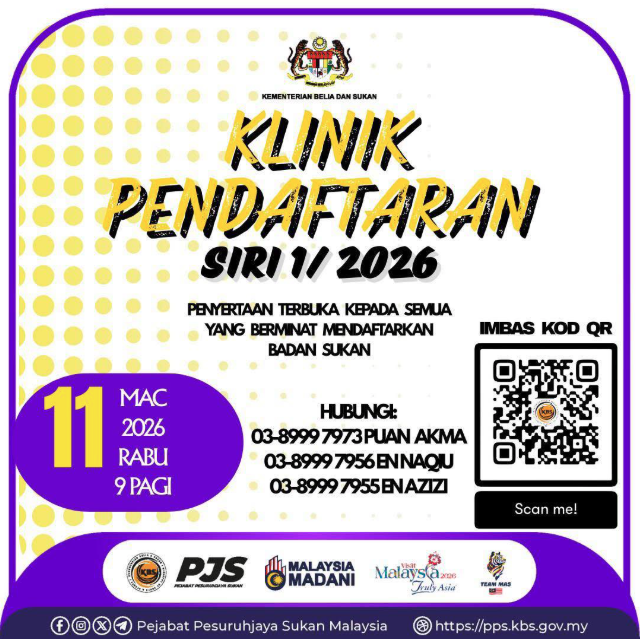 KLINIK PENDAFTARAN BADAN SUKAN SIRI 1 TAHUN 2026