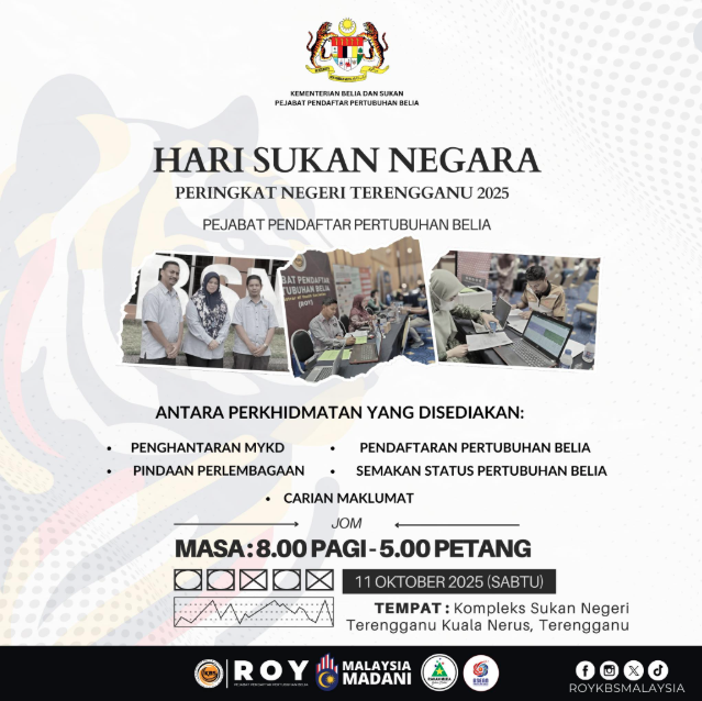 HEBAHAN PAMERAN PENDAFTAR PERTUBUHAN BELIA (ROY) SEMPENA HARI SUKAN NEGARA PERINGKAT NEGERI TERENGGANU 2025