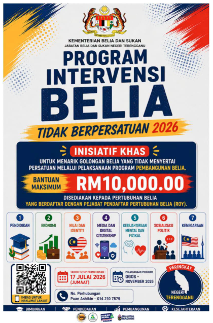 PROGRAM INTERVENSI BELIA TIDAK BERPERSATUAN PERINGKAT NEGERI TERENGGANU 2026