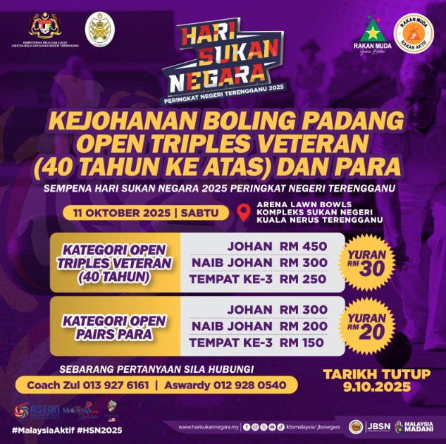 KEJOHANAN BOLING PADANG OPEN TRIPLES VETERAN (40 TAHUN KE ATAS) DAN PARA SEMPENA HARI SUKAN NEGARA 2025