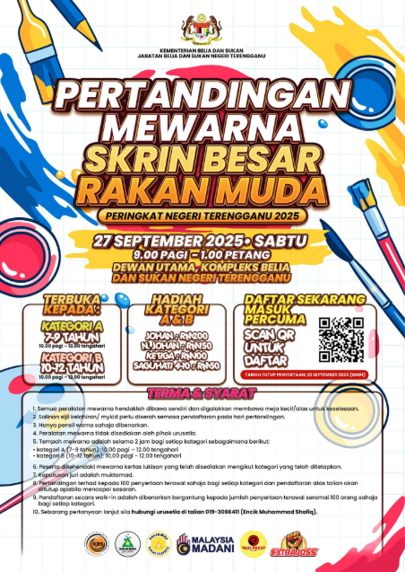 HEBAHAN PERTANDINGAN MEWARNA SEMPENA PROGRAM SKRIN BESAR RAKAN MUDA PERINGKAT NEGERI TERENGGANU