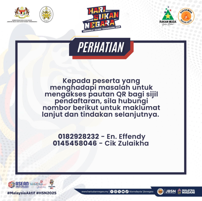 PERHATIAN KEPADA PESERTA YANG MENGHADAPI MASALAH UNTUK MENGAKSES PAUTAN QR