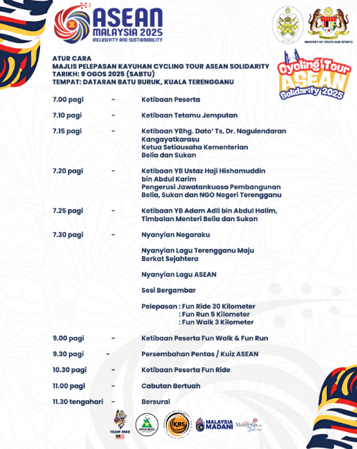 HEBAHAN TENTATIF MAJLIS PELEPASAN KAYUHAN CYCLING TOUR ASEAN SOLIDARITY 2025