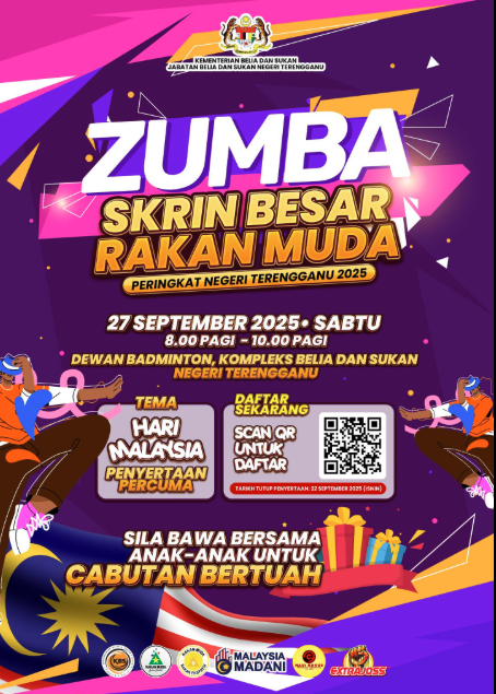 HEBAHAN PENYERTAAN ZUMBA RAKAN MUDA SEMPENA PROGRAM SKRIN BESAR RAKAN MUDA PERINGKAT NEGERI TERENGGANU